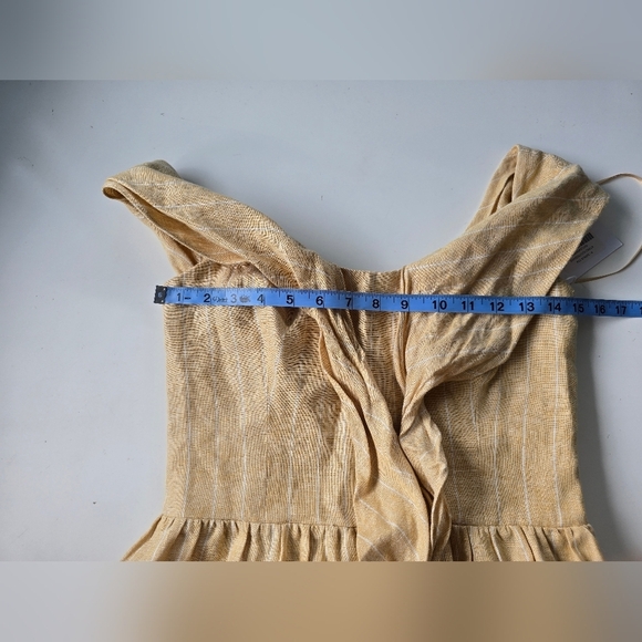 Reformation Barrington Pinstripe Linen Dress Yellow Size 4 NWT - Picture 10 of 12